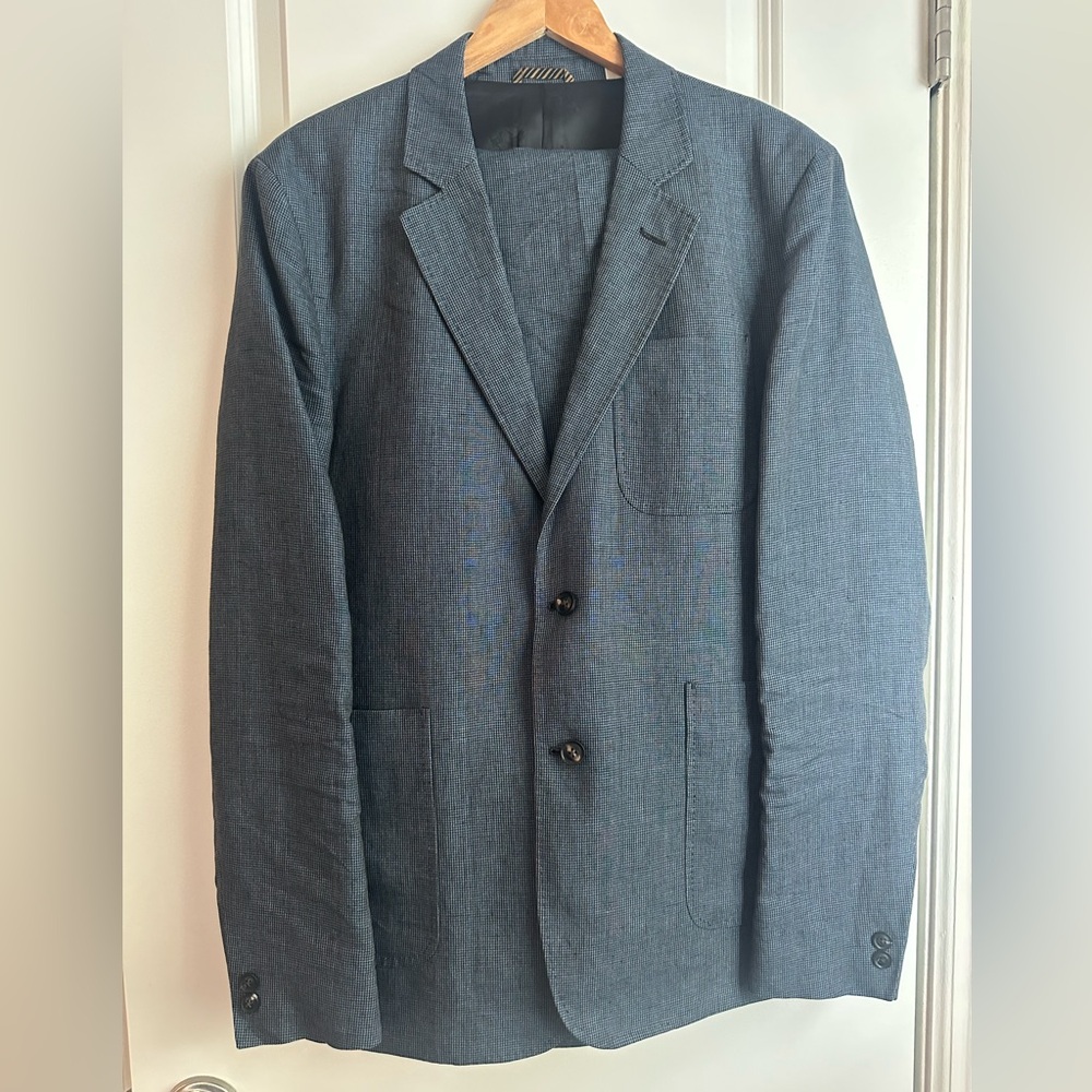 Billy Reid Archie Linen Two-Button Suit 34 pants and 42R Blazer EUC